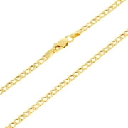 Nuragold 14k Yellow Gold 2.5mm Cuban Curb Link Chain Pendant Necklace, Mens Womens Jewelry 16" - 26"