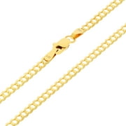 Nuragold 14k Yellow Gold 2.5mm Solid Cuban Curb Link Chain Pendant Necklace, Mens Womens Jewelry 16" - 28"