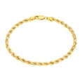 thumbnail image 1 of Nuragold 14k Yellow Gold 3mm Rope Chain Diamond Cut Bracelet or Anklet (7"-9") Italian Jewelry for Men & Women, 1 of 12