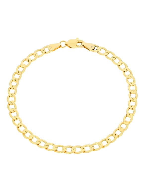 Nuragold 14k Yellow Gold 4.5mm Cuban Curb Link Chain Bracelet, Mens Womens Jewelry 7" 7.5" 8" 8.5" 9"