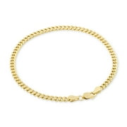 Nuragold 14k Real Yellow Gold Miami Cuban Link 4mm Chain Bracelet (7"-9") Italian Jewelry for Men & Women