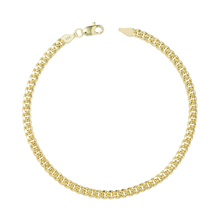 Women's Cuban Links Chain Bracelet in 14K Real Yellow Gold