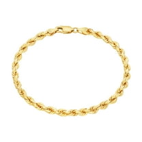 Nuragold 14k Real Yellow Gold 4mm Solid Rope Chain Diamond Cut Bracelet (7"-9") Italian Jewelry for Men