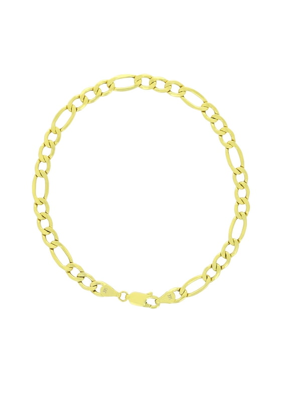Nuragold 14k Yellow Gold 5.5mm Figaro Chain Link Bracelet, Mens Womens Jewelry 7" 7.5" 8" 8.5" 9"