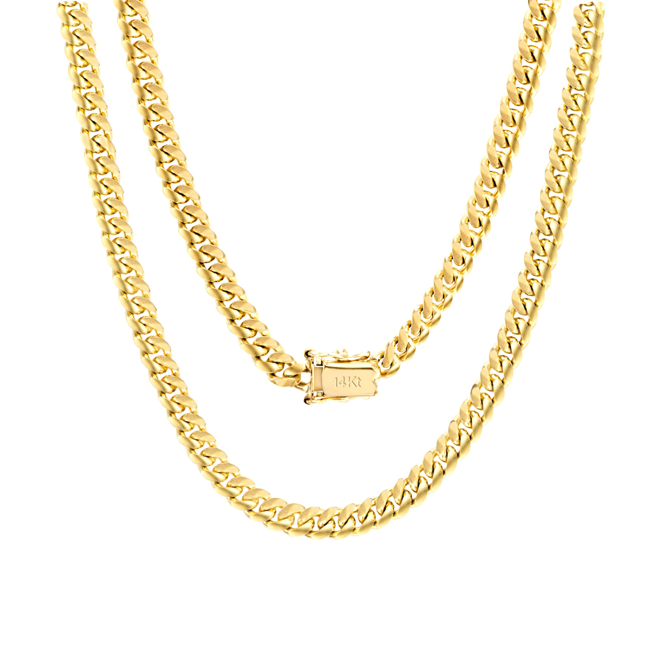 Nuragold 14k Yellow Gold 5mm Solid Miami Cuban Link Chain Pendant Necklace, Mens Jewelry Box Clasp 16" - 30" - image 1 of 11