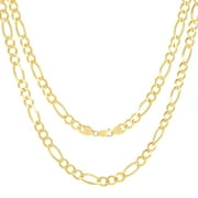 Nuragold 14k Yellow Gold 6.5mm Solid Figaro Chain Link Necklace, Mens Jewelry 18" - 30"