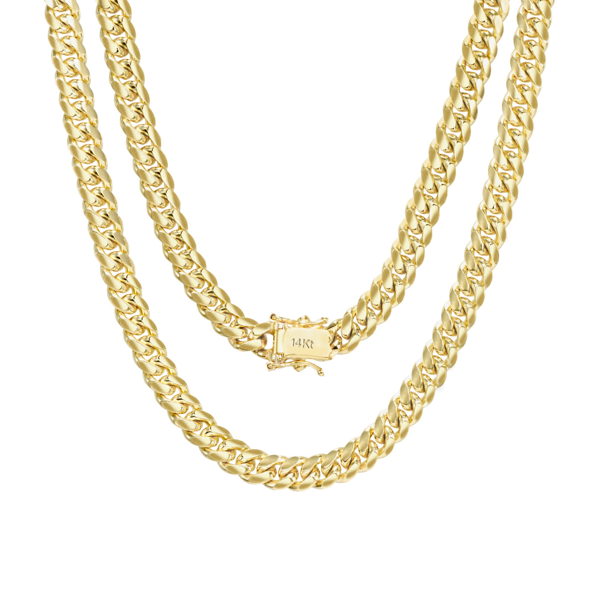 Nuragold 14k Yellow Gold 6mm Solid Miami Cuban Link Chain Pendant