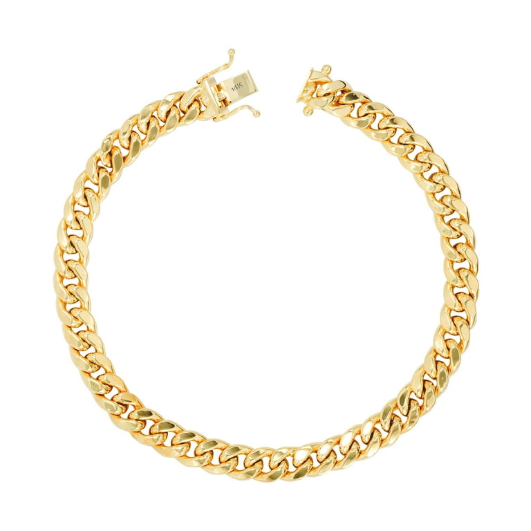 Women's Cuban Links Chain Bracelet in 14K Real Yellow Gold