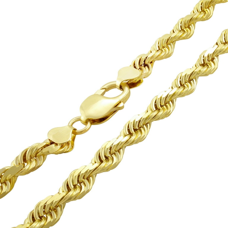 Nuragold 14k Yellow Gold 7mm Rope Chain Diamond Cut Nepal