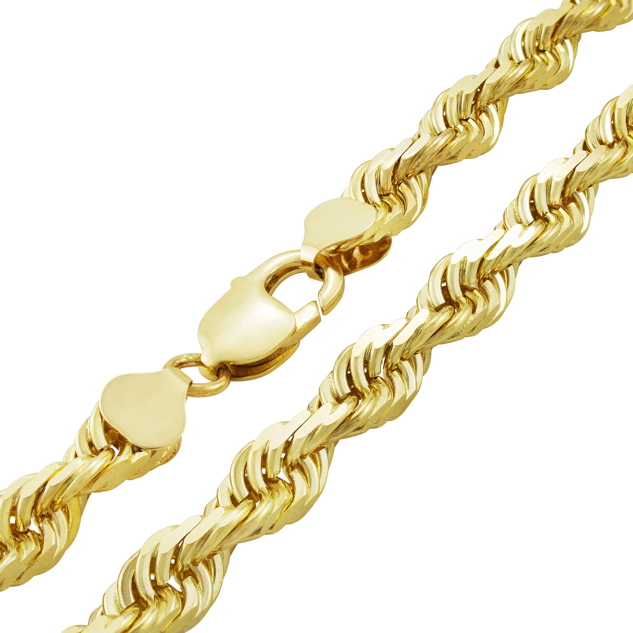 14k Yellow Gold Solid Diamond Cut Rope Chain