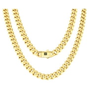 Nuragold 14k Yellow Gold 9mm Royal Monaco Miami Cuban Link Chain Necklace, Mens Jewelry Fancy Box Clasp 18" - 30"