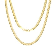 Nuragold 18K Yellow Gold 3.5mm Solid Miami Cuban Link Chain Pendant Necklace, Mens Womens Jewelry 16" - 30"