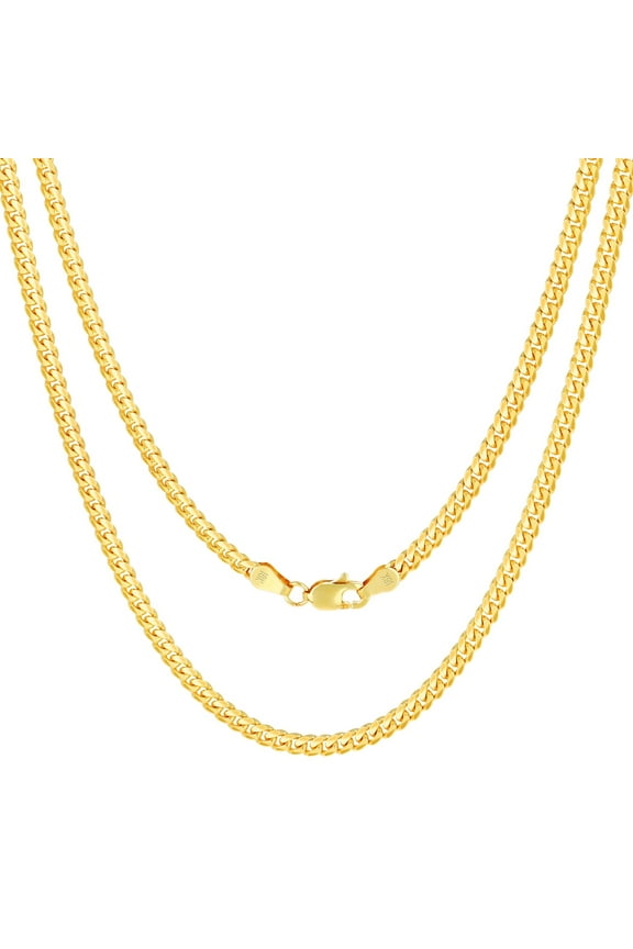 18k Real Yellow Gold Solid Miami Cuban Link 2.7mm Chain Necklace (16"-30") Italian Jewelry for Men & Women