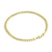 NURAGOLD 18k Real Yellow Gold Solid Miami Cuban Link 3.5mm Chain Bracelet (7"-9") Italian Jewelry for Men & Women