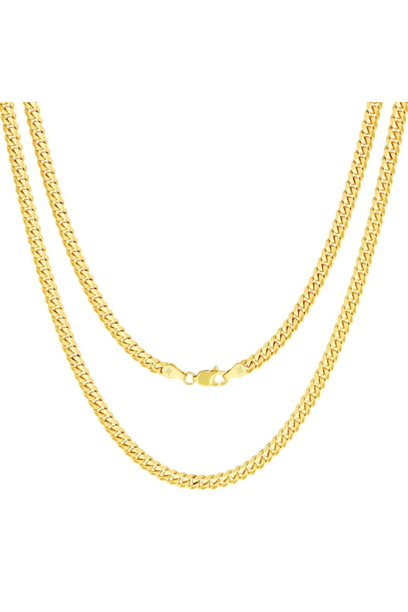 18k Real Yellow Gold Solid Miami Cuban Link 3.5mm Chain Necklace (16"-30") Italian Jewelry for Men & Women