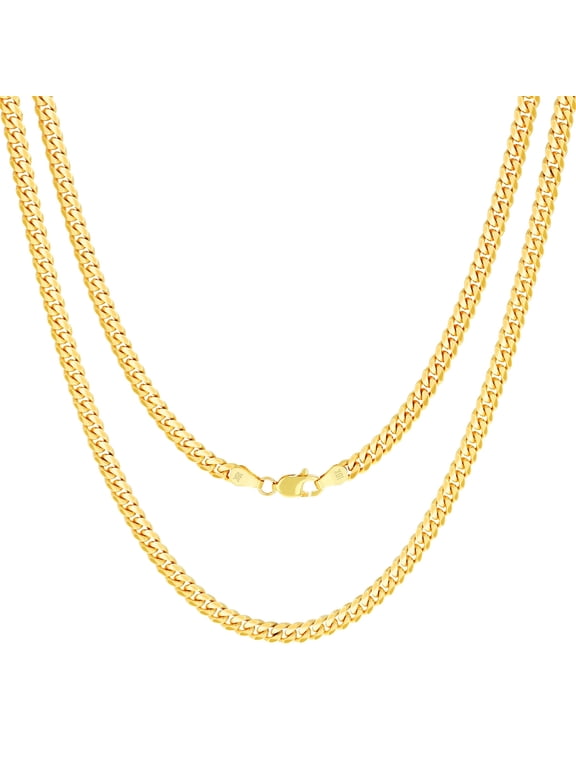 18k Real Yellow Gold Solid Miami Cuban Link 3.5mm Chain Necklace (16"-30") Italian Jewelry for Men & Women
