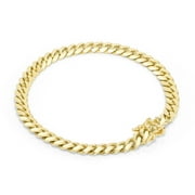 NURAGOLD 18k Real Yellow Gold Solid Miami Cuban Link 5mm Chain Bracelet (7"-9") Italian Jewelry for Men