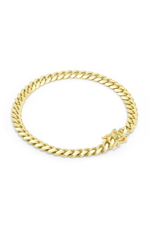 18k Real Yellow Gold Solid Miami Cuban Link 5mm Chain Bracelet (7"-9") Italian Jewelry for Men