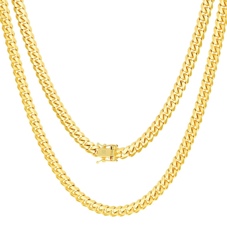 Nuragold 18k Real Yellow Gold Solid Miami Cuban Link 5mm Chain