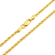 Nuragold 18k Yellow Gold 2mm Solid Rope Chain Diamond Cut Pendant Necklace, Mens Womens Jewelry 16" - 30"