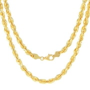 Nuragold 18k Yellow Gold 6mm Solid Rope Chain Diamond Cut Pendant Necklace, Mens Jewelry 16" - 30"