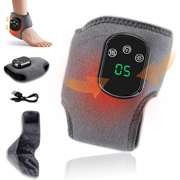 Nuralisk 3-in-1 Foot Massager,Portable 3-in-1 Foot and Ankle Massager with Heat, USB Rechargeable Ankle Heating Pad, 5 Heat Levels, 3 Vibration Modes for Home/Office/Travel