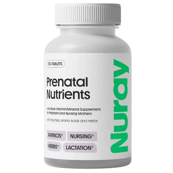 Nuray All-in-One Prenatal Vitamins for Women: Comprehensive Formula with Amino Acids, 58 Essential Nutrients, Lactation Supplement - 150 Tablet Pack