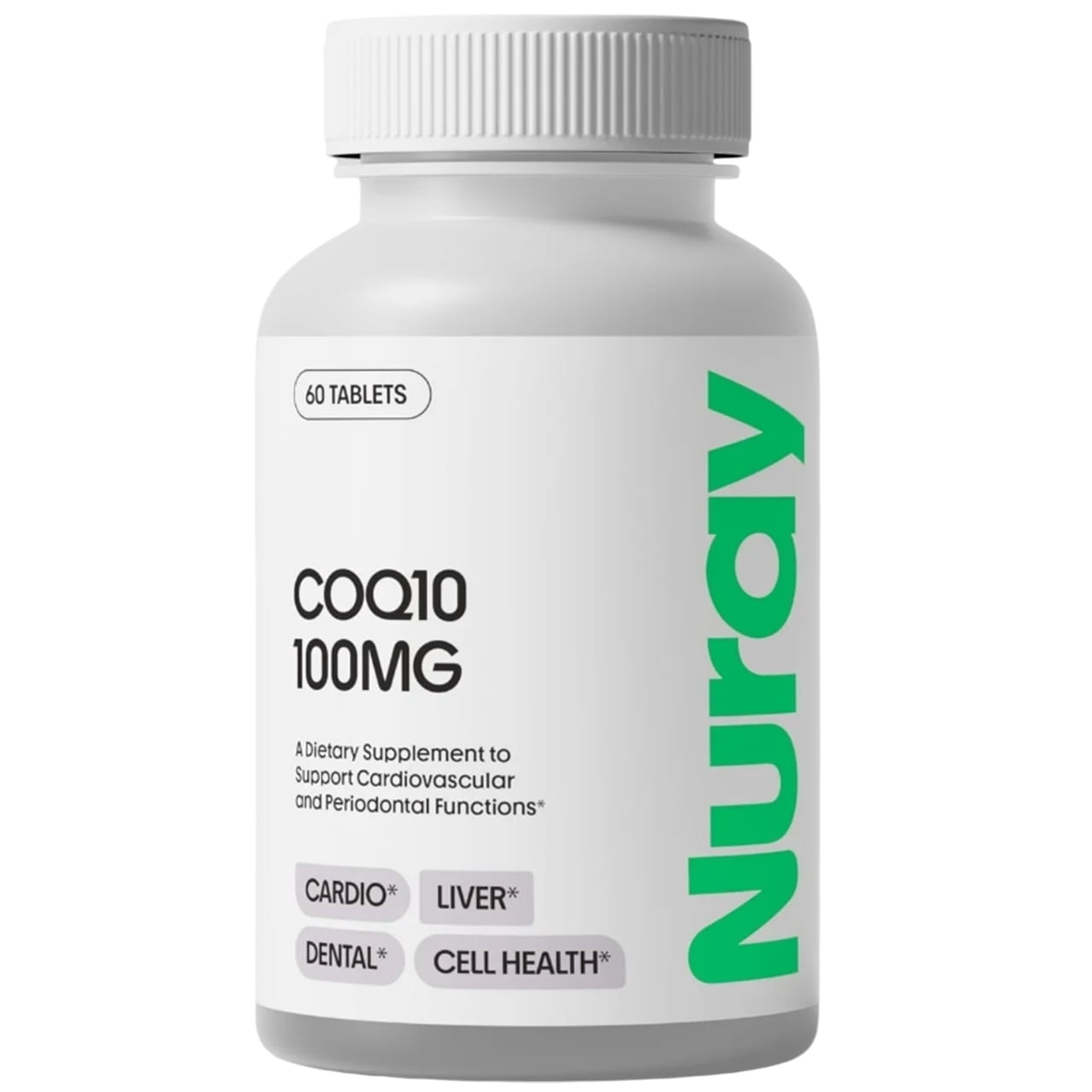 Nuray CoQ10 100mg with Vitamin E Chewable Tablets, Orange Flavor, Antioxidant & Cardiovascular Wellness Support, 60 Count