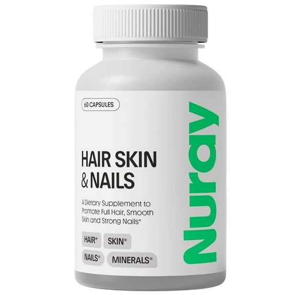 Nuray Hair Skin and Nails Vitamins with Hyaluronic Acid, Biotin and Collagen - Advanced Hair Growth Products - Beauty Supplement with Vitamin B for Enhanced Health & Radiance - 60 capsules