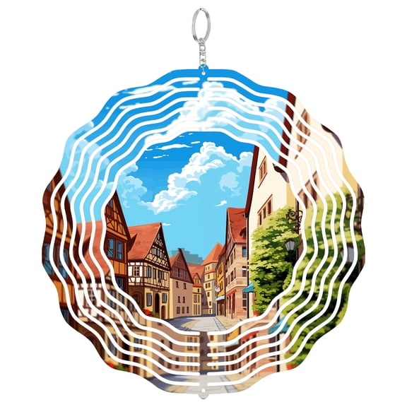 Nuremberg Germany Historic Castle 3D Wind Spinner Metal Hanging Ornament Outdoor Patio Decor Bavarian Souvenir