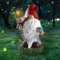 thumbnail image 1 of Nurforta 11''H Outdoor Garden Gnome Solar Statue, Funny Gnome Figurine Ornament Hold A Flower Light for Yard Lawn Patio Decor, 1 of 10