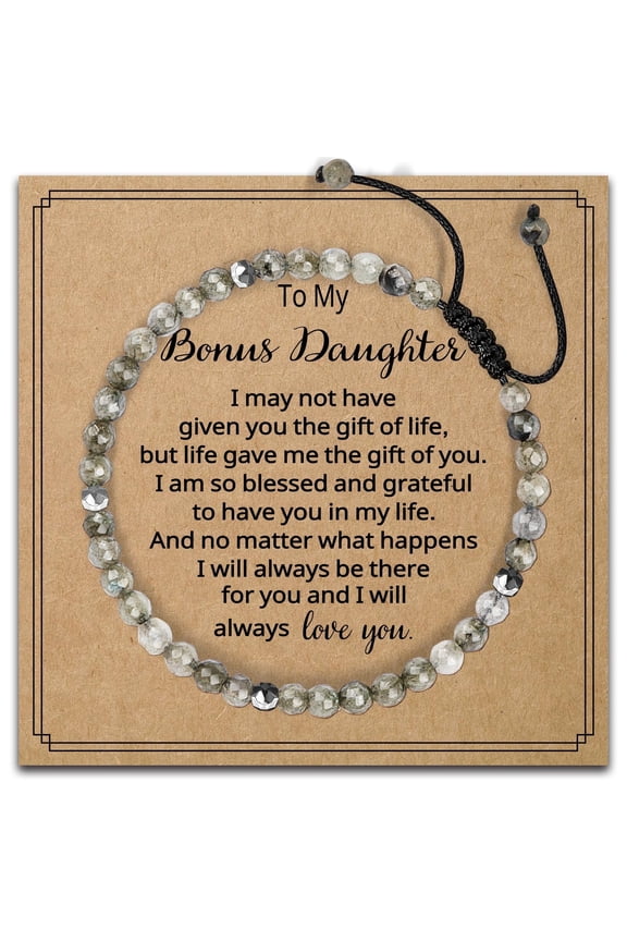 Bonus Daughter Gifts from Stepmom - Natural Stone Bracelets Beads Funny Birthday Gifts Thanksgiving Day Present