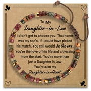 NURFORTA Bonus Daughter Gifts from Stepmom - To My Bonus Daughter Natural Stone Bracelets Beads Funny Birthday Gifts Thanksgiving Day Present