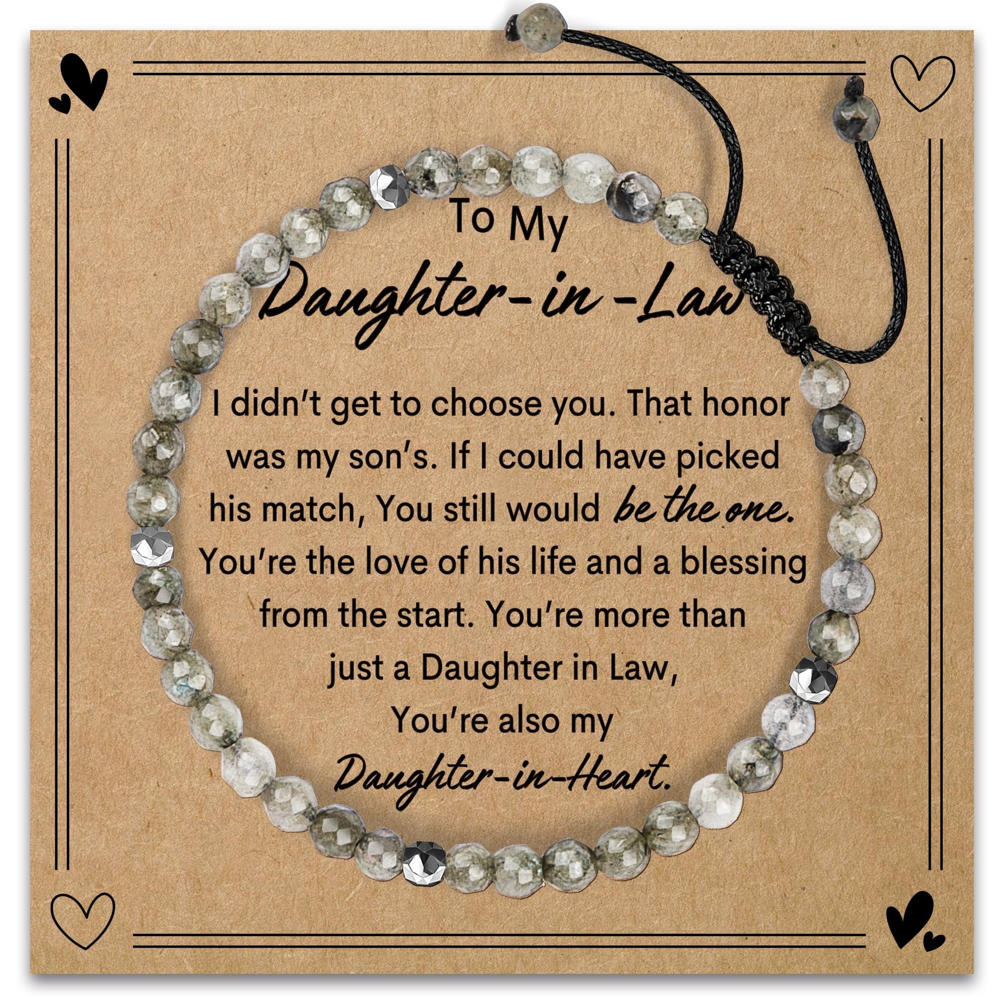 NURFORTA Daughter in Law Gifts from Mother in Law - Natural Stone Bracelet Gift for Her Christmas Day Birthday Present for Future Daughter in Law