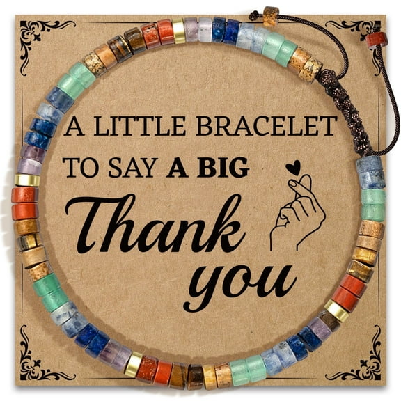 Nurforta Thank You Gift for Women, Natural Rainbow Stone Bracelet Appreciation Gifts for Mom Friends Teacher Coworkers Boss Nurse Clients Employee - A Little Bracelet to Say A Big Thank You
