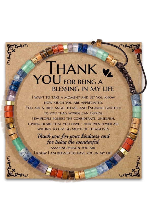 Thank You Gifts for Women, Get Well Soon Gifts with Positive Affirmations Encouragement Gifts for Friends Mom Loved - Natural Rainbow Stone Bracelet Birthday Gifts