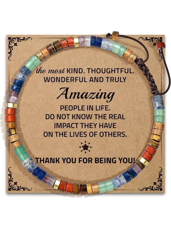 Thank You Gifts for Women Men - Natural Rainbow Stone Bracelet for Appreciation Teacher Gifts Gratitude Gifts for Friends Retirement Gifts for Coworker Mom Dad Wife Aunt Bestie Sister Leader