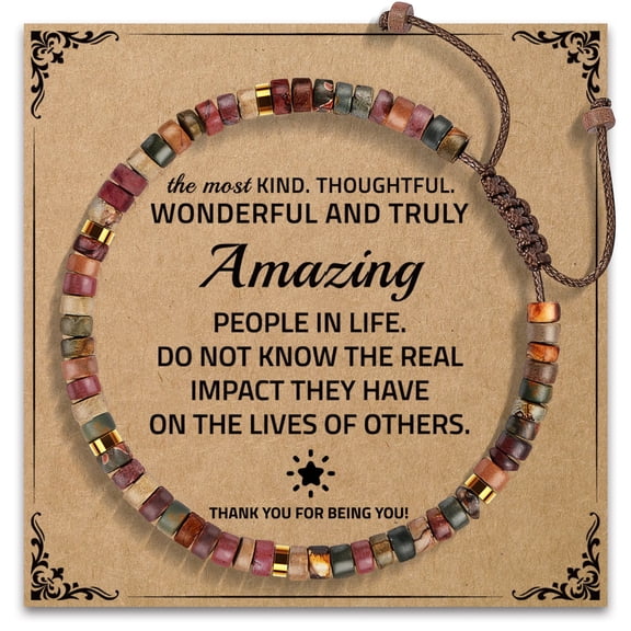 Nurforta Thank You Gifts for Women: Teacher Appreciation Office Gifts for Coworkers Employee Boss Lady Manager Colleague Natural Stone Bracelet