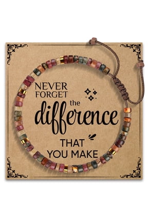 Thank you Gifts for Women - Never Forget The Difference That You Make - Natural Stone Bracelet Appreciation Gifts for Mentor Teacher Nurse, Going Away Gift Retirement Gift