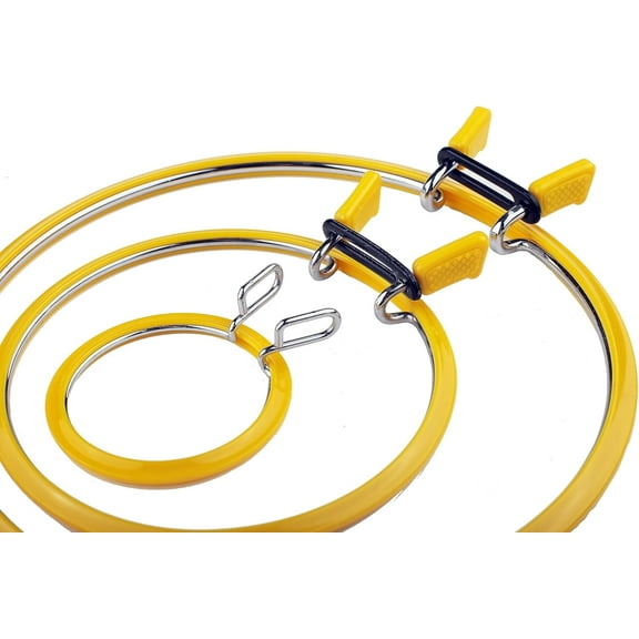 Nurge Metal Spring Tension Embroidery Hoops, Size Mix (3 Sizes), Yellow