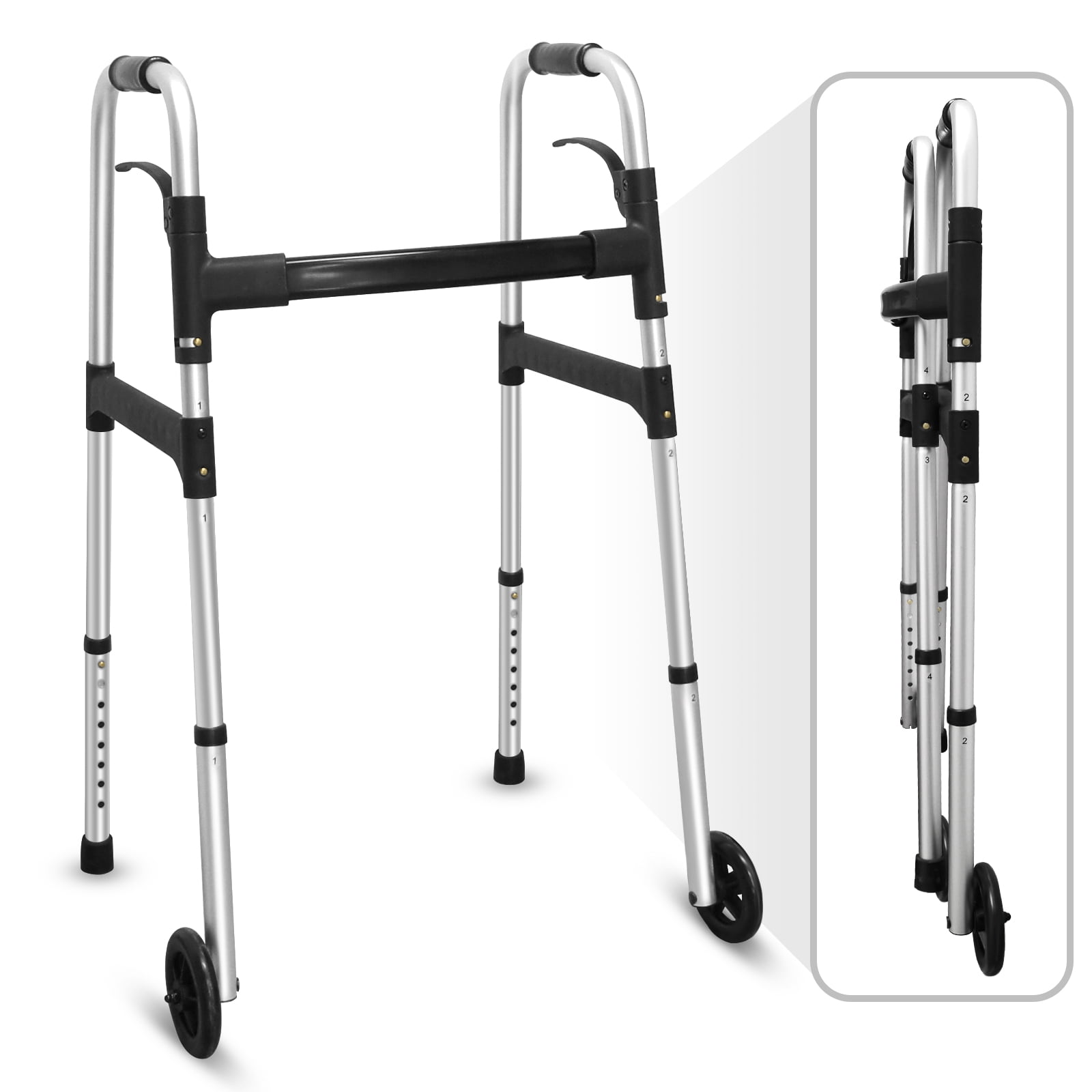Nurhome Personal Elderly Assistance Compact Folding Walker, Upright
