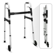 Nurhome Compact Folding Walking Aid with Trigger Release Walker for Senior Adjustable Height