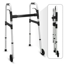 Nurhome Compact Folding Walking Aid with Trigger Release Walker for Senior Adjustable Height