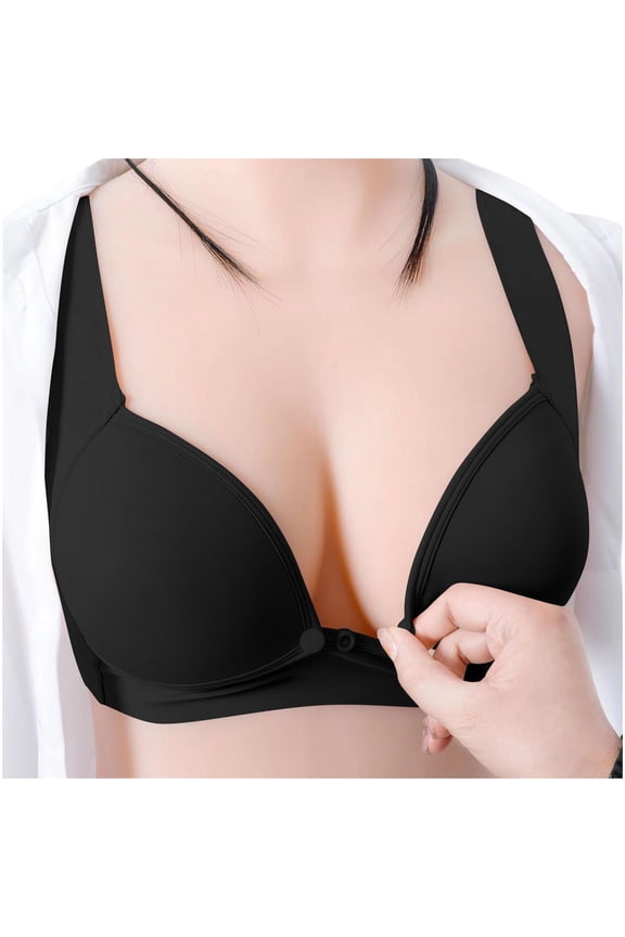 Nuring Bra Maternity Nursing Bras for Breastfeeding Push Up Pregnancy Bra Wireless Puming Bra Black L