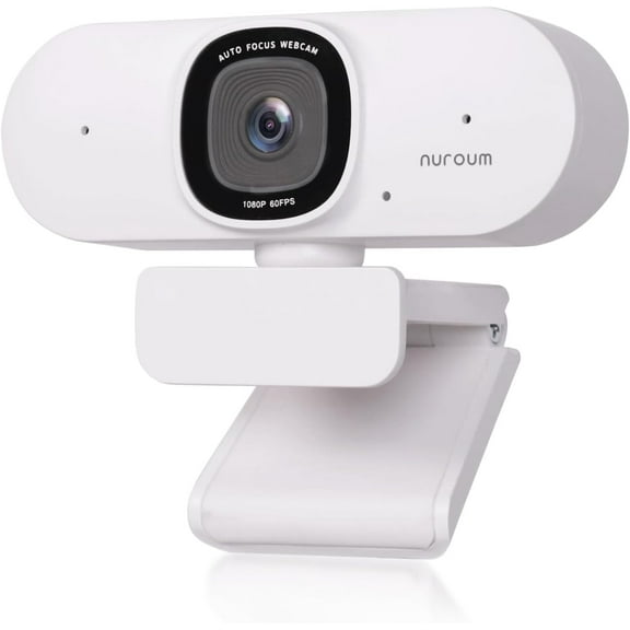 Nuroum V15-AF 2K Webcam with Microphone, 1080p 60FPS AutoFocus Web Camera with Privacy Cover and Mute, 75FOV Dual Microphone USB FHD Computer Camera, Plug and Play for Zoom/Skype/Teams
