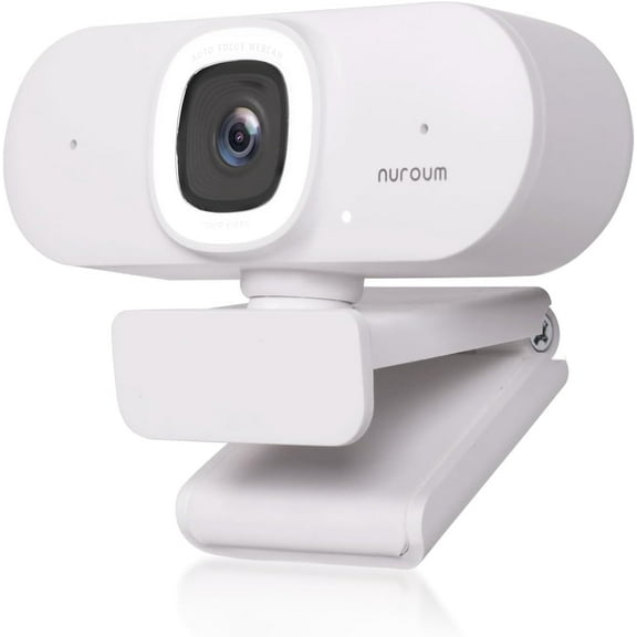 Nuroum V15-AFL 2K Webcam for Streaming, 1080p 60FPS AutoFocus Web Camera with Adjustable Fill Light and Privacy Cover, 75FOV Dual Microphone USB FHD Computer Camera, Plug and Play