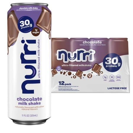 Nurri Ultra-Filtered Milkshake, 30g of Protein, Chocolate, 11 fl oz Can (Pack of 12)