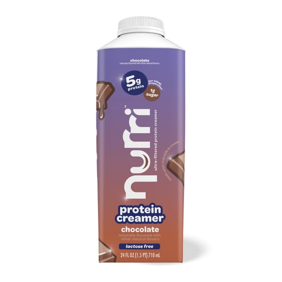 Nurri Ultra FilteredProtein Creamer Chocolate -Lactose Free, Low Sugar,Coffee Creamer, Real Milk and Cream,Liquid,20 Calories, 5gofprotein per 4 tbsp- 24floz.