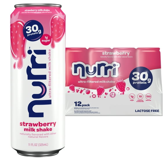 Nurri Ultra-Filtered Milkshake, 30g of Protein, Strawberry, 11 fl oz Can (Pack of 12)