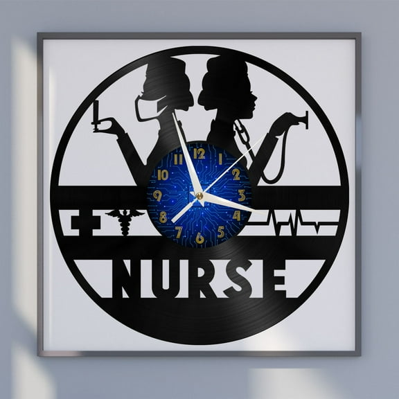 Nurse 12 Inch Vinyl Record Wall Clock - Silent, Creative, and Unique Clock for Living Room, Entryway, or Bedroom Decor - Perfect Gift Idea(12 inchs B without LED)